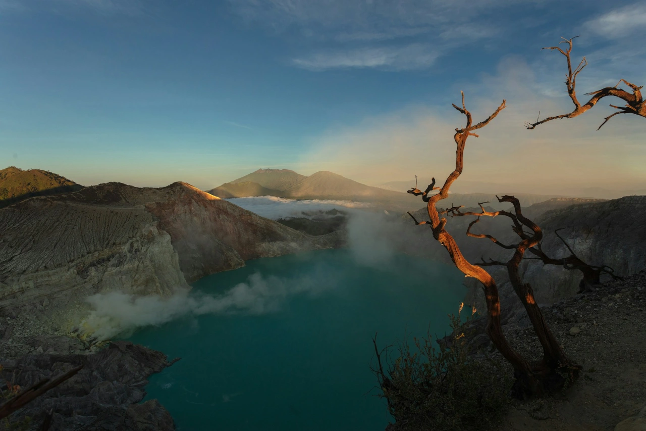 Ijen Crater with blue flames