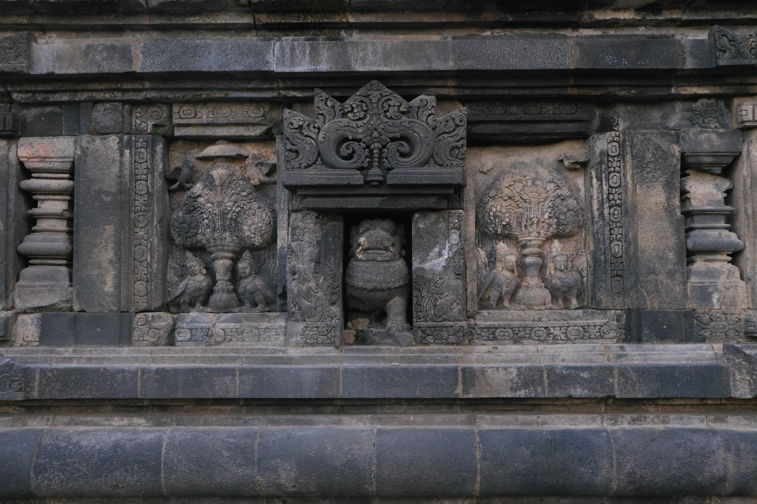 Detailed relief at Borobudur Temple