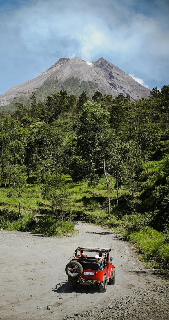 Jeep on a lava tour at Mount Merapi